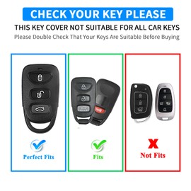 QBUC for Hyundai Key Fob Cover with Keychain，Compatible with Hyundai Elantra Sonata Accent Tucson Kia Forte Optima Rondo Sorento Spectra Genesis 4 Buttons Old Smart Key (Purple, Silver edge)