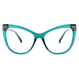 Zeelool Stylish TR90 Oversized Cat Eye Glasses with Non-prescription Clear Lens for Women Shelby OT414973-03 Blue