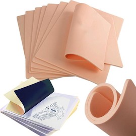 30pcs Blank Tattoo Practice Skin and Transfer Paper Kit Include 10pcs Tattoo Fake Skin and 20pcs Tattoo Stencil Paper for Beginners and Experienced Artists - Colour: Skin 5pcs + Paper 20pcs, Size: 3MM