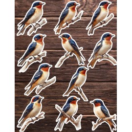 Unbranded Perched Barn Swallow Die Cut Vinyl Stickers Set Scrapbooking Laptop Waterbottle