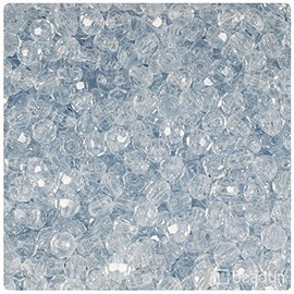 BeadTin Ice Blue Transparent 6mm Faceted Round Plastic Craft Beads (600pcs)