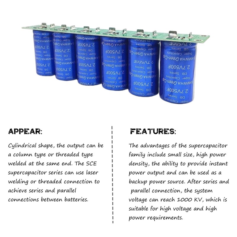 Uadme Super Farad Capacitor, 6pcs/Set 16V 83F Super Farad Capacitor