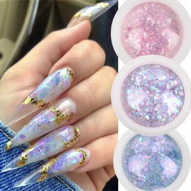 Holographic Nail Sequins Decoration Shiny Flakes Mermaid Opal Powder Purple Glitter DIY Chrome Powder Mirror Neon Nail Art Tools