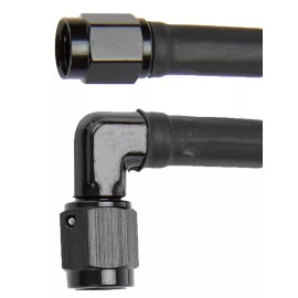 Allstar Performance Brake Hose 24” 3AN Straight-90 Braided Stainless Black Vinyl Coated ALL48419