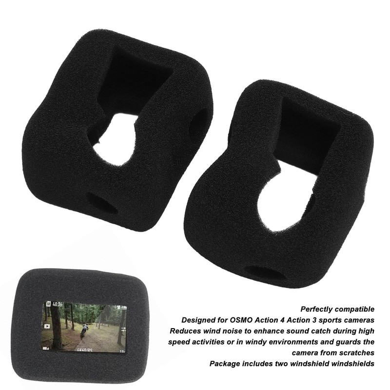 2 Piece Action Camera Windshield Windshield Housing Noise Reducing Foam