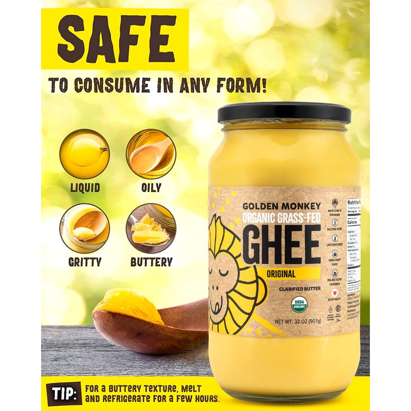 GOLDEN MONKEY Organic Ghee Butter – Grass Fed Clarified Butter