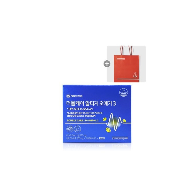 Jeonggwanjang 정관장 더블케어 알티지 오메가3 505mg x 120캡슐 Korean Red