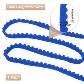 sourcing map 25 Yards Pom Pom Trim Ribbon, 0.5" Wide Bright Blue Pom Pom Ball Fringe Trim Sewing Fringe Fabric Trim Ribbon for DIY Crafts Curtain Clothes Pillow Home Decoration