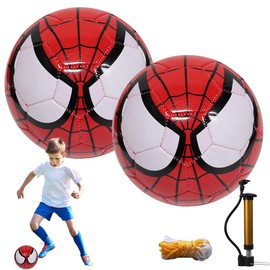 HOVCEH Toddler Football, 2 Pack Small Football Size 3 with Pump, Spider Mini Footballs for Indoor Outdoor, PVC Soft Balls for Kids 1 2 3 4 5 Years Old, Thick Inflatable Soccer For Baby Playing