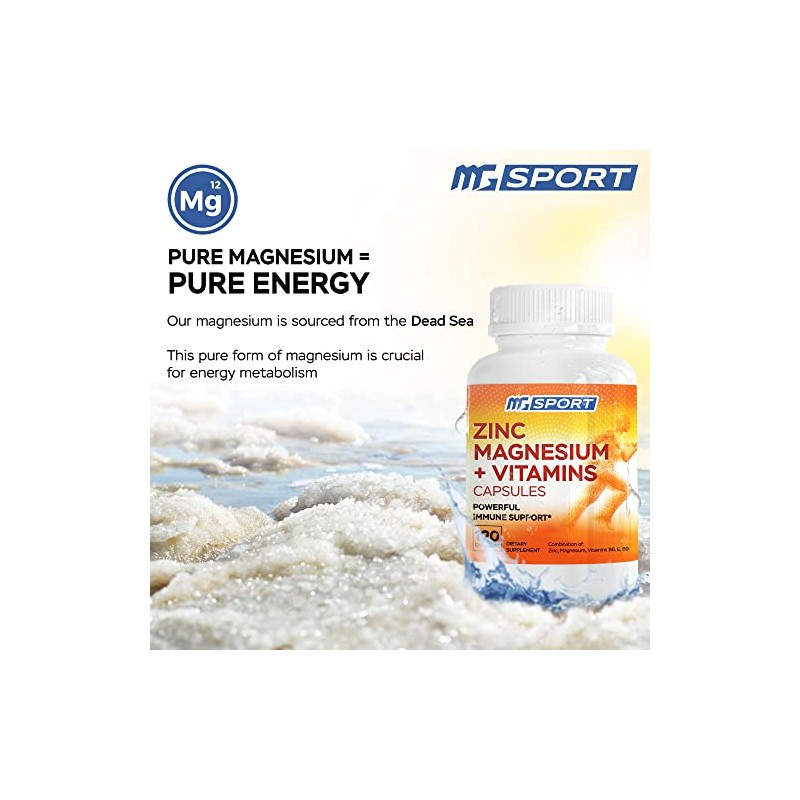 MGSPORT Magnesium and Zinc Supplement for Muscle & Immune Support,