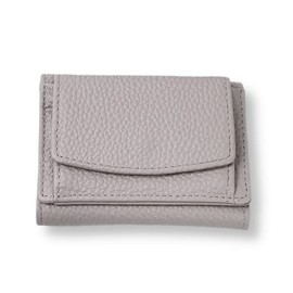 Treasure Correct Mini Wallet that Won't Break Bills, Genuine Leather, Women's, Tri-Fold, Thin, Box-Shaped Coin Purse, Prevents Skimming, Cute, For Men, 18. grege
