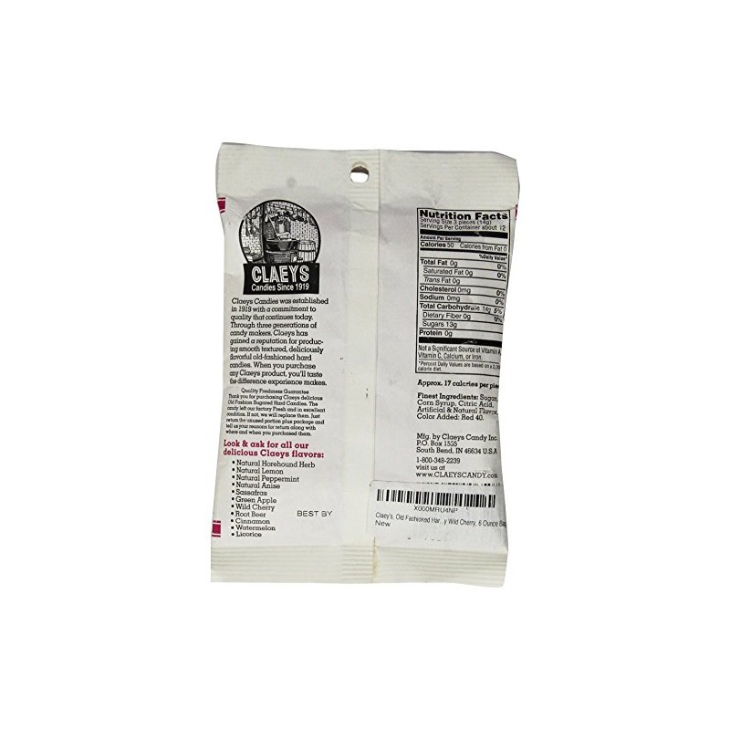 Claey's, Old Fashioned Hard Candy Wild Cherry, 6 Ounce Bag