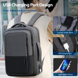 VGOAL Laptop Backpack fit 17.3 inch, Lightweight Carry on Travel Casual Daypack Business Backpack with USB Charging Port for Work, Travel, Daily Use(Grey)