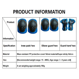 Kids Protective Gear Set SHENMOREN Knee Pads for Kids 3-8 Years Toddler Knee and Elbow Pads with Wrist Guards 3 in 1 for Skating Cycling Bike Rollerblading Scooter (Blue)