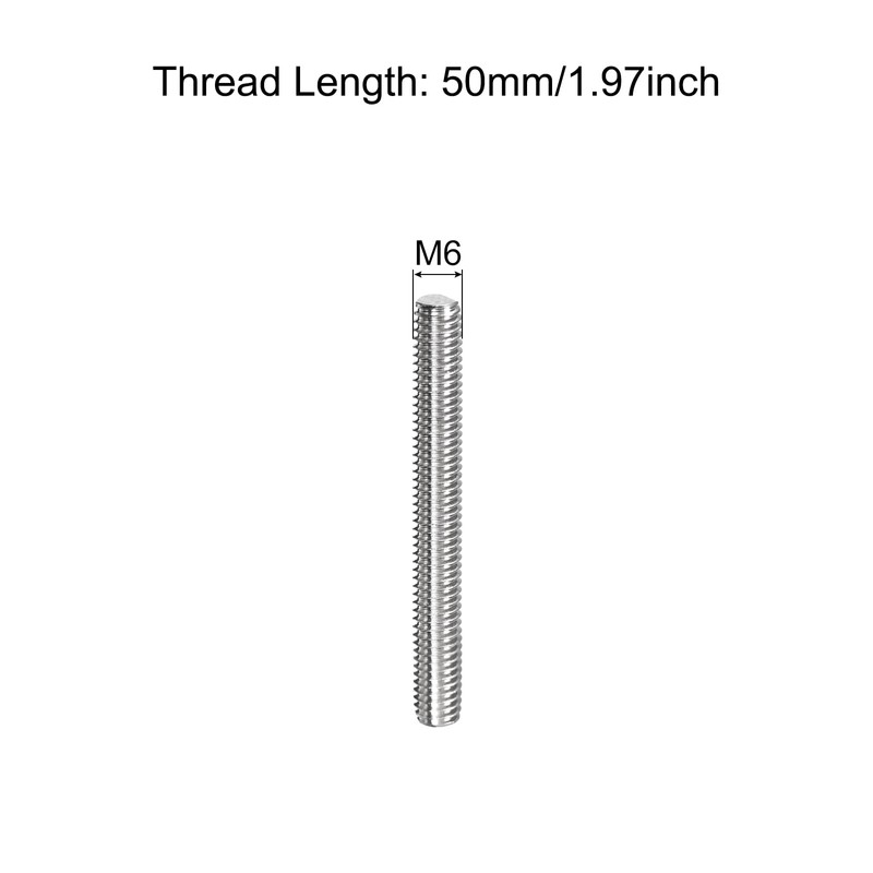 sourcing map Fully Threaded Rod M6 x 50mm 1mm Thread