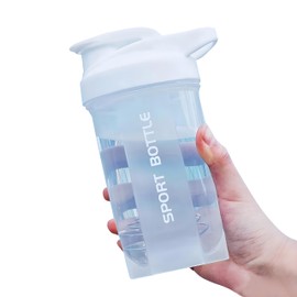 IOLOYU Protein Shaker Water Bottle Shaker Protein Blender Bottle Large Mouth Shaker Bottle 600ml Graduated Water Bottle Blender Bottle Protein Shaker Cup with Memory Water Bottle Protein Shaker Small