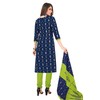 Miraan Traje Salwar estampado de algodón para mujer, Azul, X-Large