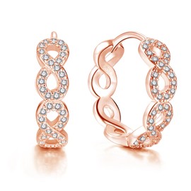 Bewenda Earrings Silver 925 Hoop Earrings, 925 Sterling Silver Infinity Hoop Earrings, Small Hoop Earrings with Zirconia, Hypoallergenic Twisted Huggie Hoop Earrings, Sleeping Cartilage Earrings for