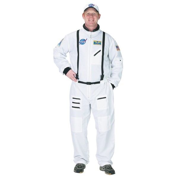 Aeromax Adult Astronaut Suit with Embroidered Cap, White, Large