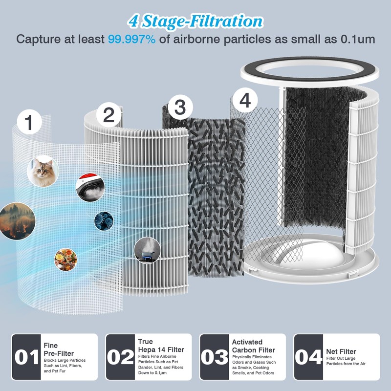 Smoke Wildfire Filter H14 Replacement Filter Compatible with DAYETTE Air