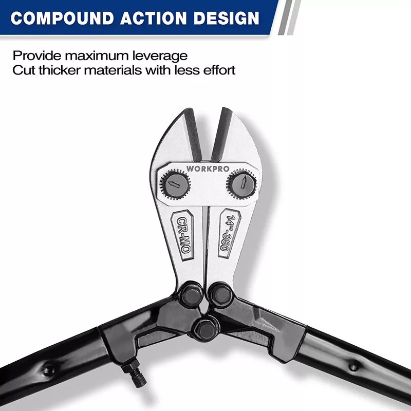 WORKPRO 14" Bolt Cutter Chrome Molybdenum Steel Blade Pliers Tri-Material