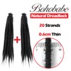 BOHOBABE 12 Inch Thin Synthetic Dreadlock Extensions 0.6cm 20 Strands