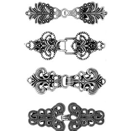 Amazleer 4 PCS Sweater Shawl Clips Retro, Sweater Clips Cardigan Clips Collar Clips Shirt Scarf Clasp Pin，Vintage Brooches for Women Girls (Antique Silver)