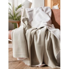 Sherpa Fleece Blanket Queen Size - Reversible Sherpa Fleece Queen Blanket - Super Soft Double Sided for Bed, Sofa, Couch - Thick, Warm, Fuzzy & Plush - Luxurious Bedding for Winter - Cream, 90" x 90"
