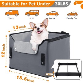 Loobani Dog Booster Seat Travel Bed For Up to 30lbs Gray Adj Straps Portable NEW