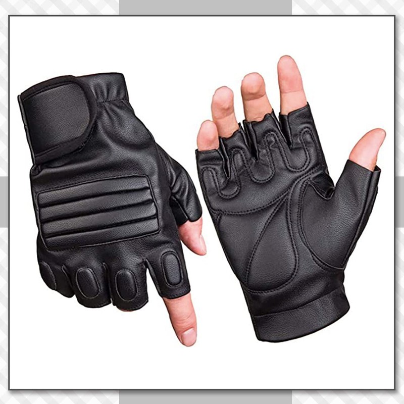 CHROME CRANE TB033 Men's Fingerless Motorcycle Cycling Tactical Drive Leather