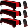 Suhelkit Black and Red Party Tablecloth Decorations, 3Pcs Disposable Black