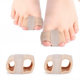 Woyuosn Premium Elastic Toe Separators, toe separators for women and Man, Silicone Toe Spacers for Overlapping Toe, Bunion Corrector with 2 Loops for feet, Hammer Toe Straightener (2PC)