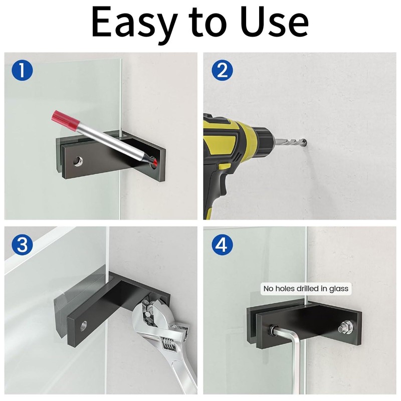 INCREWAY Railing Wall to Glass Clamp, 2PCS 90 Degrees Glass