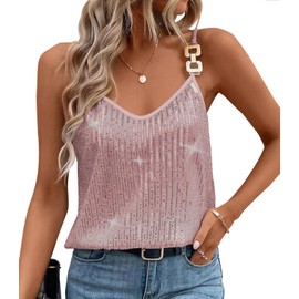 Sparkle top Party Tops for Women Pink Going Out top Concert Shirts S