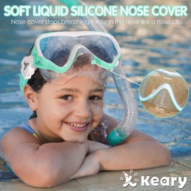 Keary Kids Swim Goggles Swimming Mask Goggles for Kids Boys Girls Toddler Youth 6-14 4-7 3-6, No Leak Anti-Fog Clear Goggles Kids Water Pool Underwater Swimming Goggles with Nose Cover Swim Glasses