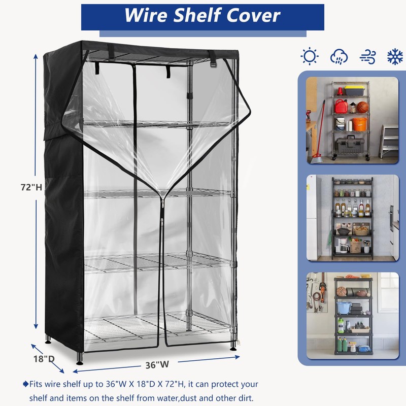 Exokugo Wire Shelf Cover,600D Heavy Duty 100% Waterproof Shelf Covers