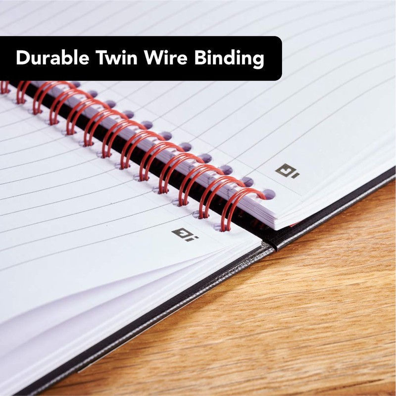 Oxford Black n' Red A4 Glossy Hardback Wirebound Notebook Ruled,