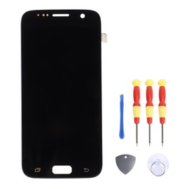 Phone Screen for S7, Mobile Phone Display Touch Screen Digitizer Assembly, TFT Screen Replacement with Frame Repair Tool Kit (Black)