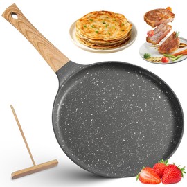 VOHESEA Crepe Pan 24 cm, Non-Stick Pan with Swiss Granite Non-Stick Coating, Bakelite Handle, Induction Compatible, PFOA-Free, for Pancakes and Pancakes