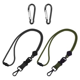 Pack of 2 robust lanyards and 2 carabiners, removable lanyard, adjustable lanyard, multifunctional lanyard, can be used for mobile phones, documents, keys
