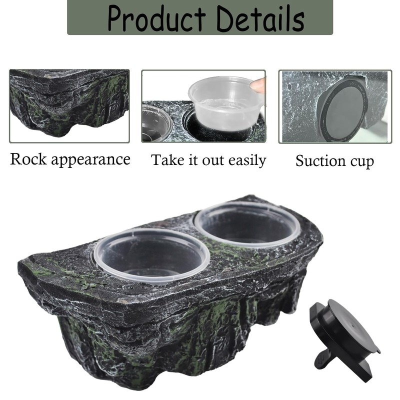 PINVNBY Reptile Feeding Ledge with Suction Cups,Crested Gecko Feeder Ledges