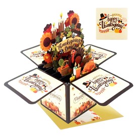 JUESMOS Thanksgiving 3D Pop Up Cards Fall Harvest Turkey Pop-up Greeting Cards with Note Card and Envelope Happy Thanksgiving Cards for Kids Women Men Family Cute Thanksgiving Party Favors