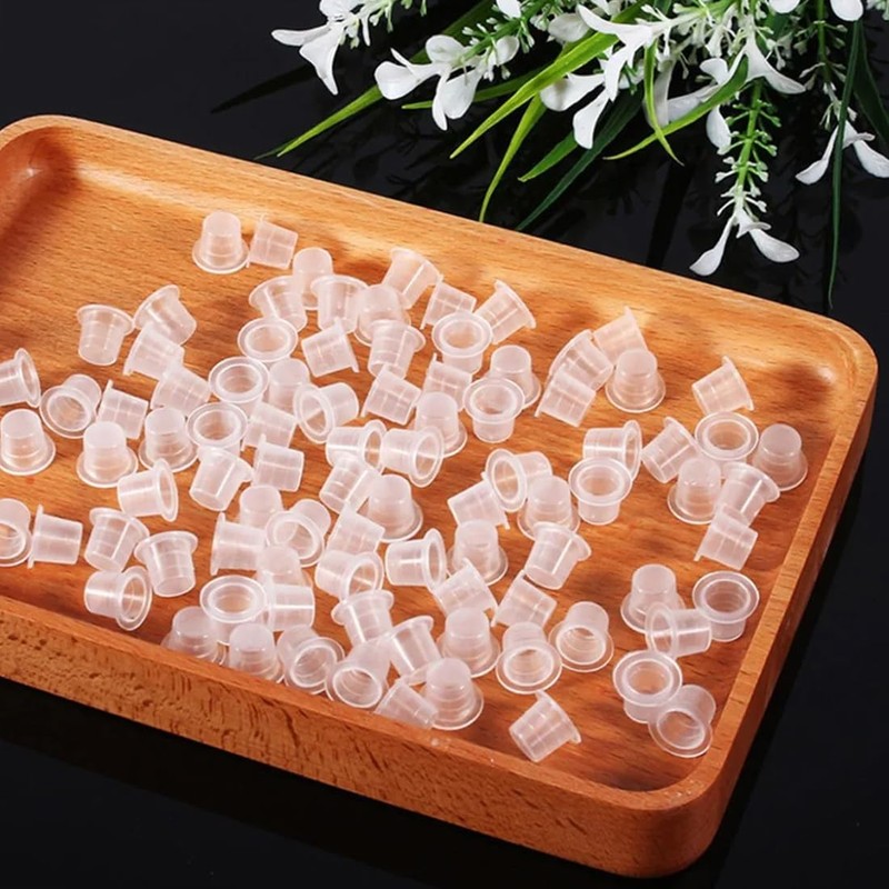 AEIOPRS Tattoo Colour Caps Cups Transparent Pigment Container Plastic Disposable