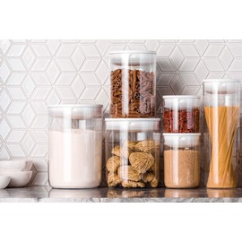 ClickClack Pantry Rount Set of 3 Small, with red lids