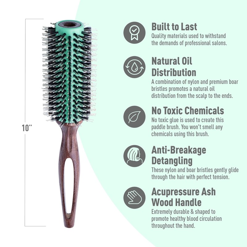 MINT Eco-Friendly Boar Bristle Round Brush for Blow Drying |