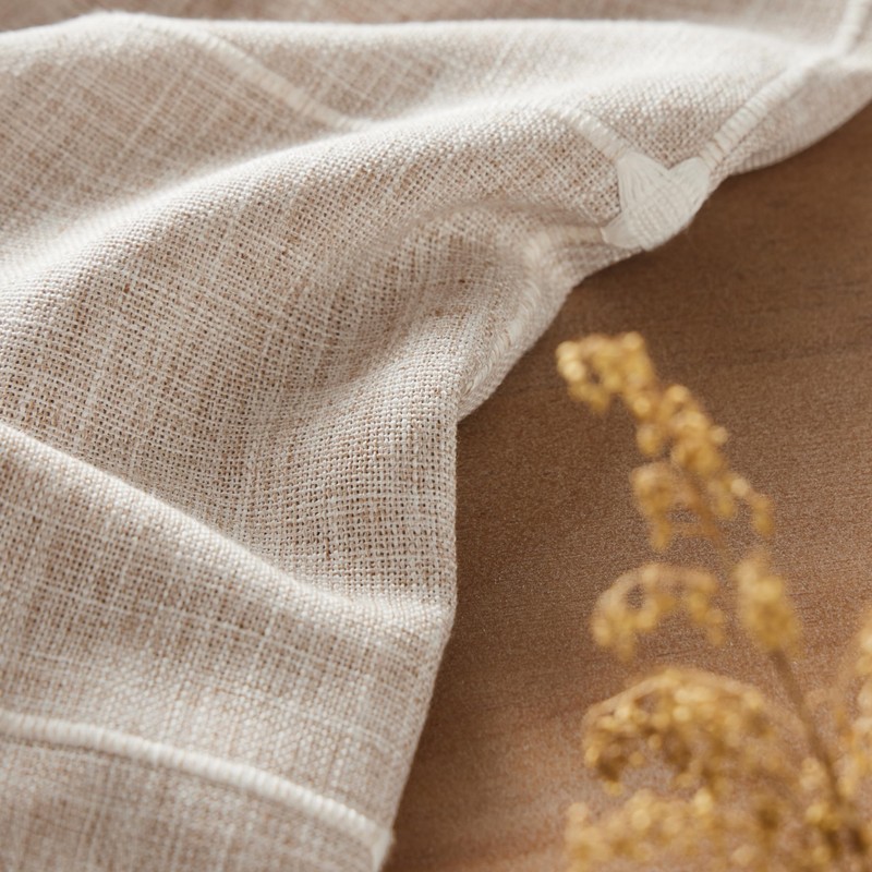 ZeeMart Grid Embroidered Rectangle Hemmed Tablecloths 52x70in, Taupe