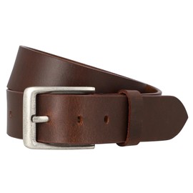 Gusti Kara Simple Leather Belt with Silver Buckle Suit Belt Men's Brown Leather (95), brown