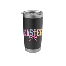 Easter Pink Ribbon Jesus Cross - Resurrection Coquette Cute Stainless Steel Insulated Tumbler