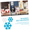 MAGICLULU 3pcs Blue and White Wooden Snowflake Ornaments Xmas Table