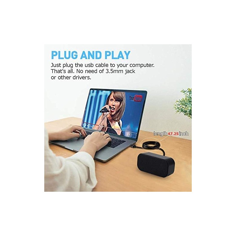 AUELEK Mini USB Computer Speaker Stereo Sound for Desktop, Laptop,